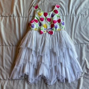 Couture Princess Sleeveless Tulips Layered Girl Dress. Size 6X/7